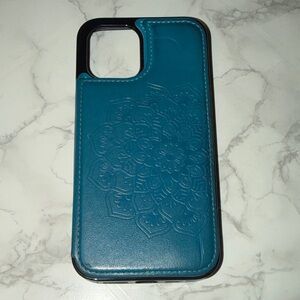 Teal Floral Embossed iPhone 12 Pro Max Case